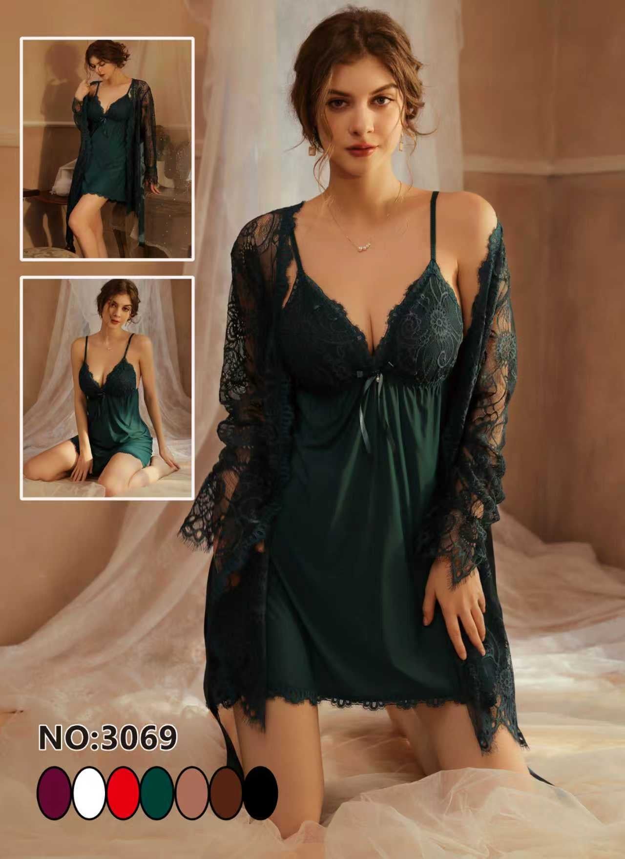 PREMIUM PADDED NET SILK NIGHTY (34/36/38)