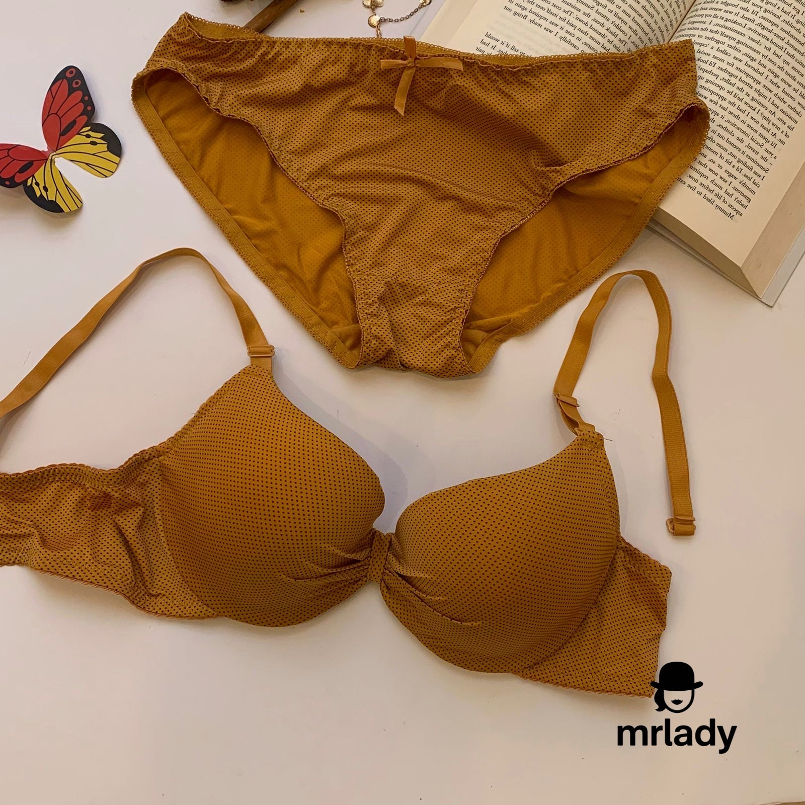 DOTTED LIGHT PUSH UP BRA SET
